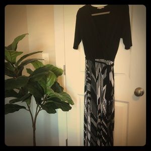 Black and white maxi dress.